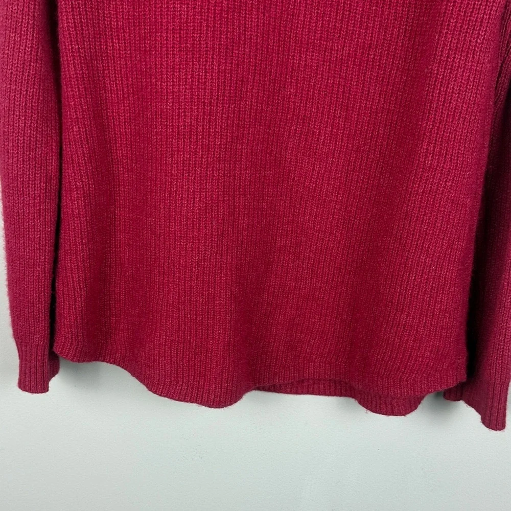 Tahari Merino Wool Cotton Blend Hot Pink Cowl Neck Long Sleeve Knit Sweater - Picture 7 of 9